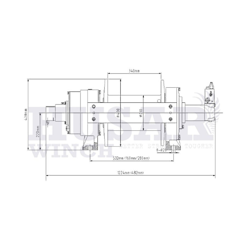 Hydraulický navijak HusarWinch BST H 45000 LBS