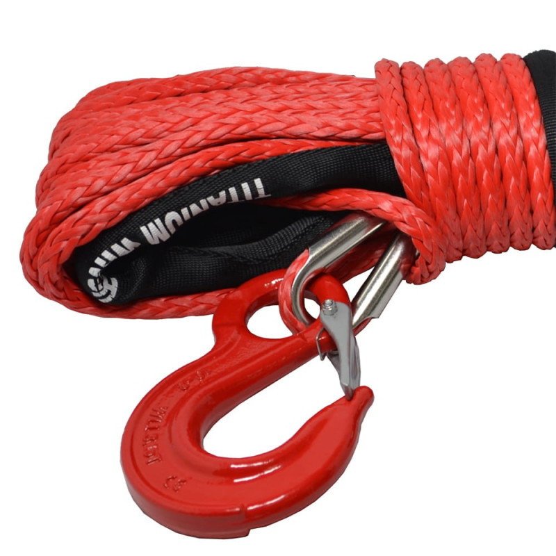 Lano syntetické 25m x 12mm - červené s hákom