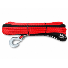 Lano syntetické 28m x 10mm - červené s hákom